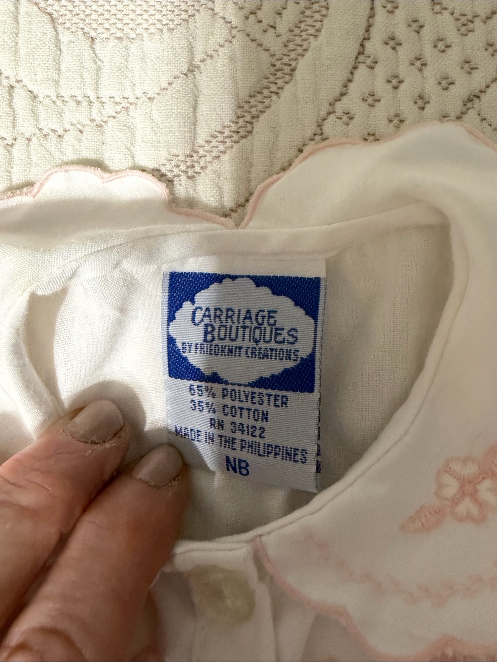 Carriage Boutique White Sleep Sack with Pink Smocking smoked gown - Picture 8 of 8
